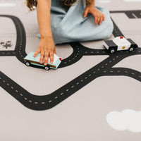 Designer Play Rugs • Two-Sided, Memory Foam Play Mat with Interactive Play Map on the Back