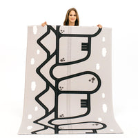 The Cali Rug in Neutral Grey • Two-Sided, Memory Foam Play Mat with Interactive Play Map on the Back