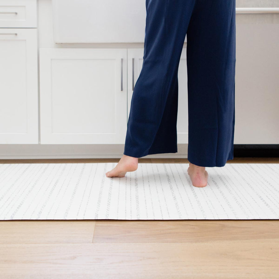 The Lola Runner by Ruggish • Two-Sided, Memory Foam Play Mat with Neutral, Striped Designer Rug Pattern